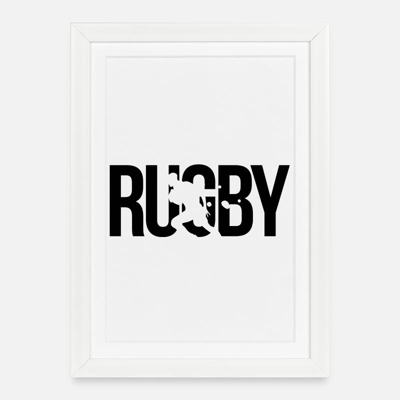 rugby - Affiche encadrée (27 × 37 cm) - blanc