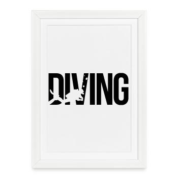 diving plongée sous-marine - Affiche encadrée (27 × 37 cm) - blanc - Devant