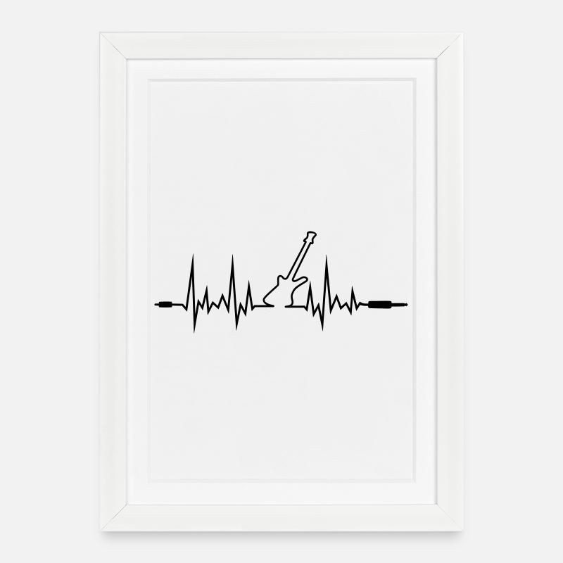 Wave Gitarre mit Klinkenstecker-Enden - Gerahmtes Poster (27 × 37 cm) - Weiß