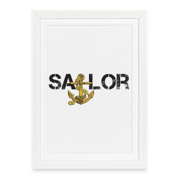Sailor Anker noir - Affiche encadrée (27 × 37 cm) - blanc - Devant