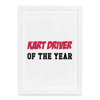Karting / Kart / Pilote / Voiture - Affiche encadrée (27 × 37 cm) - blanc - Devant