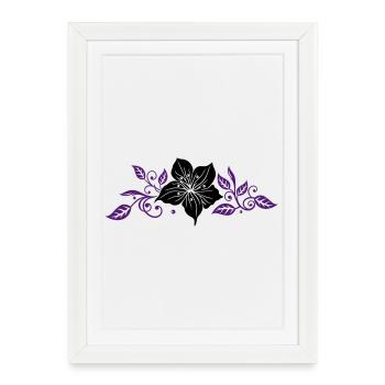 Lily with leaves and floral ornament. - Framed poster (27 × 37 cm) - white - Front