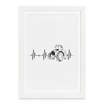 Tracteur Heartbeat Farmer Farmer Pulse Symbole - Affiche encadrée (27 × 37 cm) - blanc - Devant