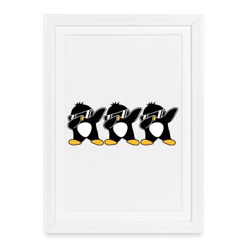 Dab Team Penguin - Framed poster (27 × 37 cm) - white - Front