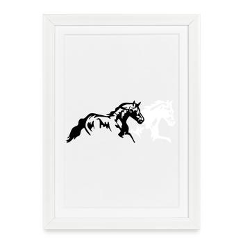 horses stallion mare foal - Framed poster (27 × 37 cm) - white - Front