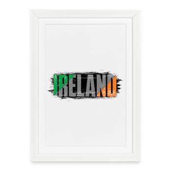 Ireland Flag Striped Wordmark - Framed poster (27 × 37 cm) - white - Front
