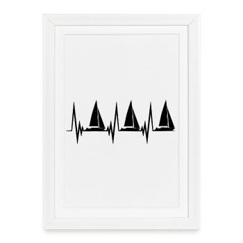 Sailing Heart Line - Framed poster (27 × 37 cm) - white - Front