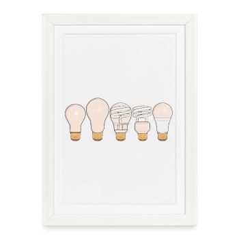 Ampoules rétro vintage cool - Affiche encadrée (27 × 37 cm) - blanc - Devant
