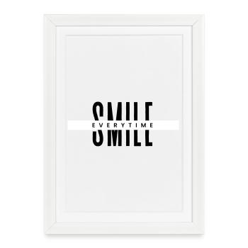 Smile Everytime – Minimal Positive Typography - Framed poster (27 × 37 cm) - white - Front