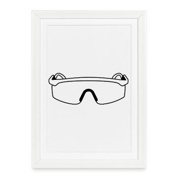 80er Jahre Sonnenbrille - Gerahmtes Poster (27 × 37 cm) - Weiß - Vorne