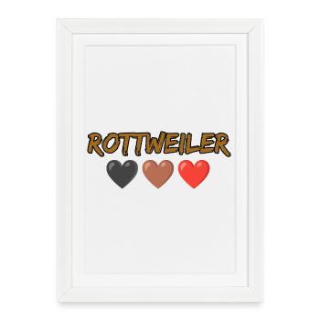 Rottweiler Schriftzug Herzfarben - Gerahmtes Poster (27 × 37 cm) - Weiß - Vorne