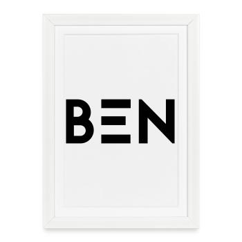 Prénom Ben - Affiche encadrée (27 × 37 cm) - blanc - Devant