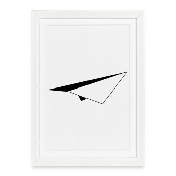 Avion en papier minimaliste - Affiche encadrée (27 × 37 cm) - blanc - Devant