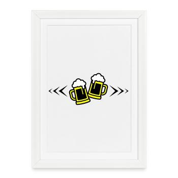 Toast à la bière symbole Chope à bière - Affiche encadrée (27 × 37 cm) - blanc - Devant
