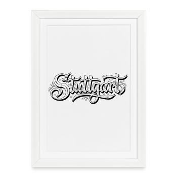 Lettrage de tatouage rockabilly vintage - Affiche encadrée (27 × 37 cm) - blanc - Devant