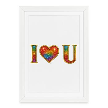 Je t'♡ - Je t'aime - Affiche encadrée (27 × 37 cm) - blanc - Devant