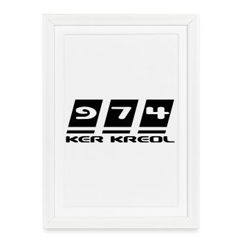 Design 974 Ker Kreol - La Réunion - Affiche encadrée (27 × 37 cm) - blanc - Devant