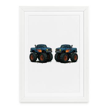 MonsterTruck Flames Cruiser - Affiche encadrée (27 × 37 cm) - blanc - Devant