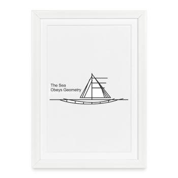 Voilier Sea Geometry - Affiche encadrée (27 × 37 cm) - blanc - Devant