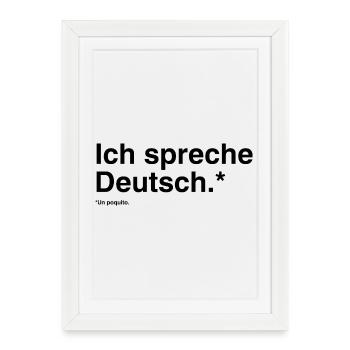 Je parle allemand - Design bilingue amusant - Affiche encadrée (27 × 37 cm) - blanc - Devant