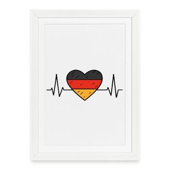 Germany Heartbeat Line Flag Love Travel Design - Framed poster (27 × 37 cm) - white - Front