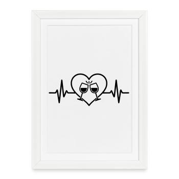 Verres à vin Coeur Amour Apéritif Vin rouge - Affiche encadrée (27 × 37 cm) - blanc - Devant