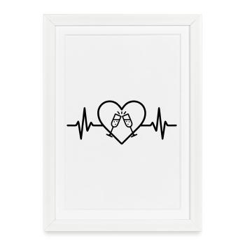 Verres scintillants Heart Toast Celebration - Affiche encadrée (27 × 37 cm) - blanc - Devant