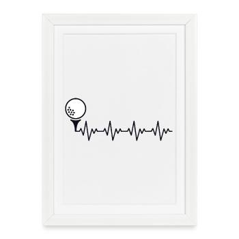 Golf Golfer Golf Ball ECG Heartbeat Heart Rate - Framed poster (27 × 37 cm) - white - Front