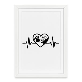 Humour de VTT Heart Beer - Affiche encadrée (27 × 37 cm) - blanc - Devant