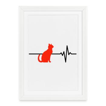 Les chats sont ma vie, mon cœur batt, mon amour des chats - Affiche encadrée (27 × 37 cm) - blanc - Devant