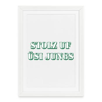 Stolz uf üsi Jungs Fussball Schweiz Design - Affiche encadrée (27 × 37 cm) - blanc - Devant