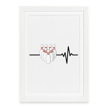 Bowling is my life, heartbeat, strike - Framed poster (27 × 37 cm) - white - Front