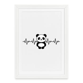Panda ECG Heartbeat - Framed poster (27 × 37 cm) - white - Front