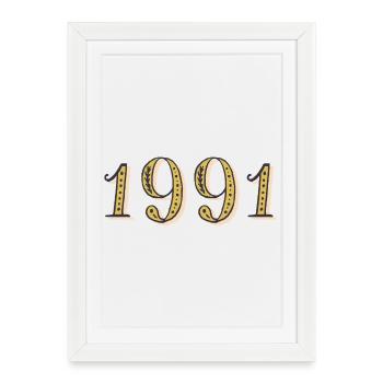 Geburtstagsgeschenk 1991 Vintage 1991 - Gerahmtes Poster (27 × 37 cm) - Weiß - Vorne
