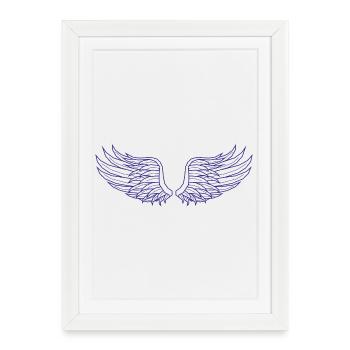 Digital Wings – Modern Line Art in Blue - Framed poster (27 × 37 cm) - white - Front