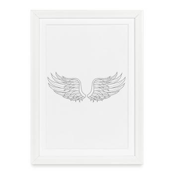 Digital Wings – Modern Line Art in Grey - Framed poster (27 × 37 cm) - white - Front