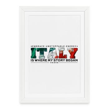C’est en Italie que mon histoire a commencé - Affiche encadrée (27 × 37 cm) - blanc - Devant