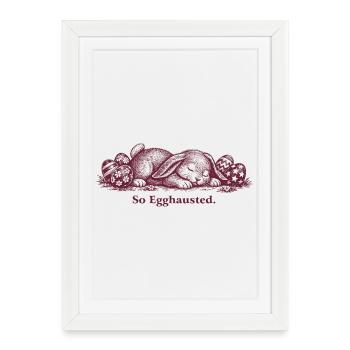 Le lapin de Pâques endormi tellement dégoûté - Affiche encadrée (27 × 37 cm) - blanc - Devant