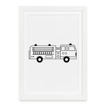 Fire truck - Framed poster (27 × 37 cm) - white - Front