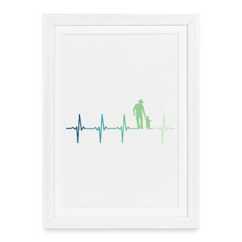 Père et fils battement de coeur cadeau papa fils - Affiche encadrée (27 × 37 cm) - blanc - Devant