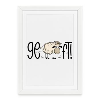 Geschafft! Lustiges Schaf Doktorhut Abschluss 2026 - Gerahmtes Poster (27 × 37 cm) - Weiß - Vorne