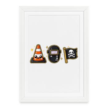 Ouvrier de chantier pirate - Affiche encadrée (27 × 37 cm) - blanc - Devant