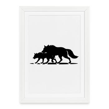 T-shirt Loups Meute - Wolf Pack Strength - Affiche encadrée (27 × 37 cm) - blanc - Devant