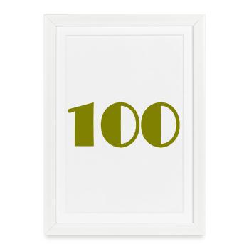 100. 100 ANS. 100e ANNIVERSAIRE. ANNIVERSAIRE 100  - Affiche encadrée (27 × 37 cm) - blanc - Devant