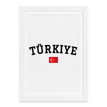 Drapeau de la Turquie Noir - Affiche encadrée (27 × 37 cm) - blanc - Devant
