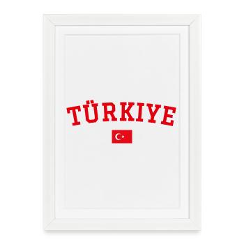 Drapeau de la Turquie en rouge - Affiche encadrée (27 × 37 cm) - blanc - Devant