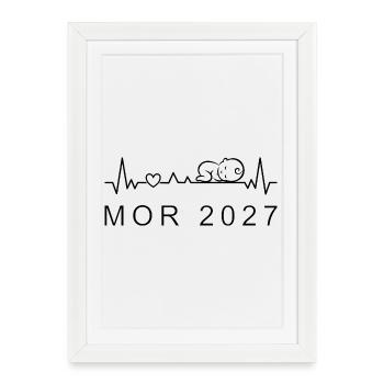 Maman 2027 Battement de cœur Grossesse Danois - Affiche encadrée (27 × 37 cm) - blanc - Devant