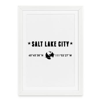 Coordonnées de Salt Lake City, Utah : Globe - Affiche encadrée (27 × 37 cm) - blanc - Devant