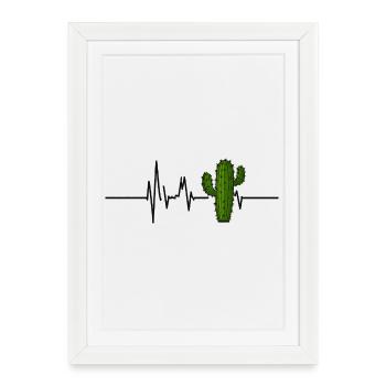 Cactus Heartbeat ECG Pulse Cactus Lover - Framed poster (27 × 37 cm) - white - Front