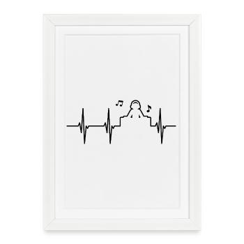 Heartbeat Disc Jockey ECG - Affiche encadrée (27 × 37 cm) - blanc - Devant